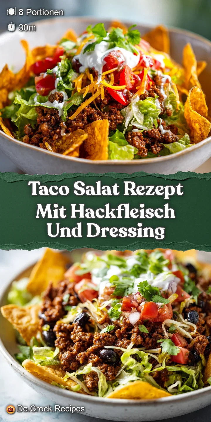 Close-up of a delicious taco salad showing the textures of seasoned beef, crisp lettuce, juicy tomatoes, and a creamy sauce.