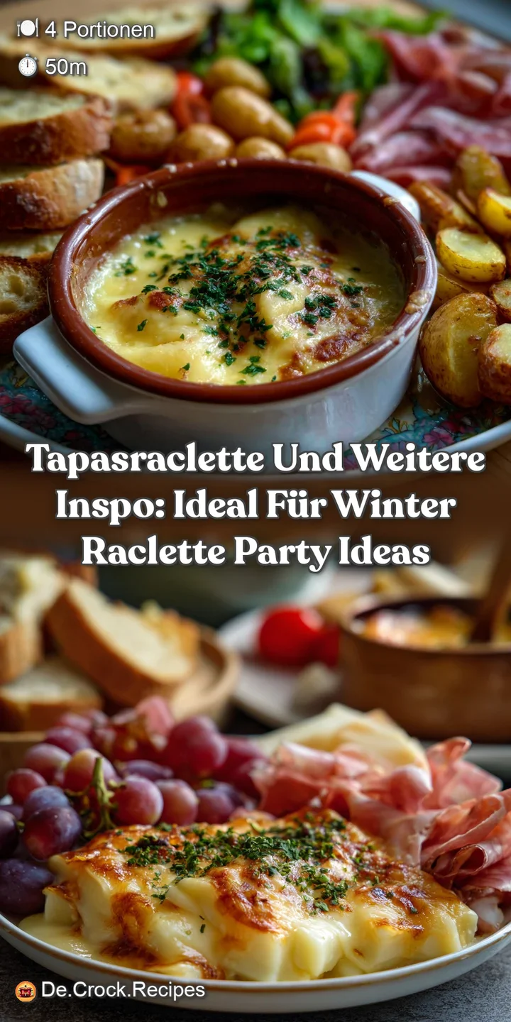 Close-up of bubbling, golden raclette cheese pooling over a selection of savory ingredients, offering a warm, inviting vis...