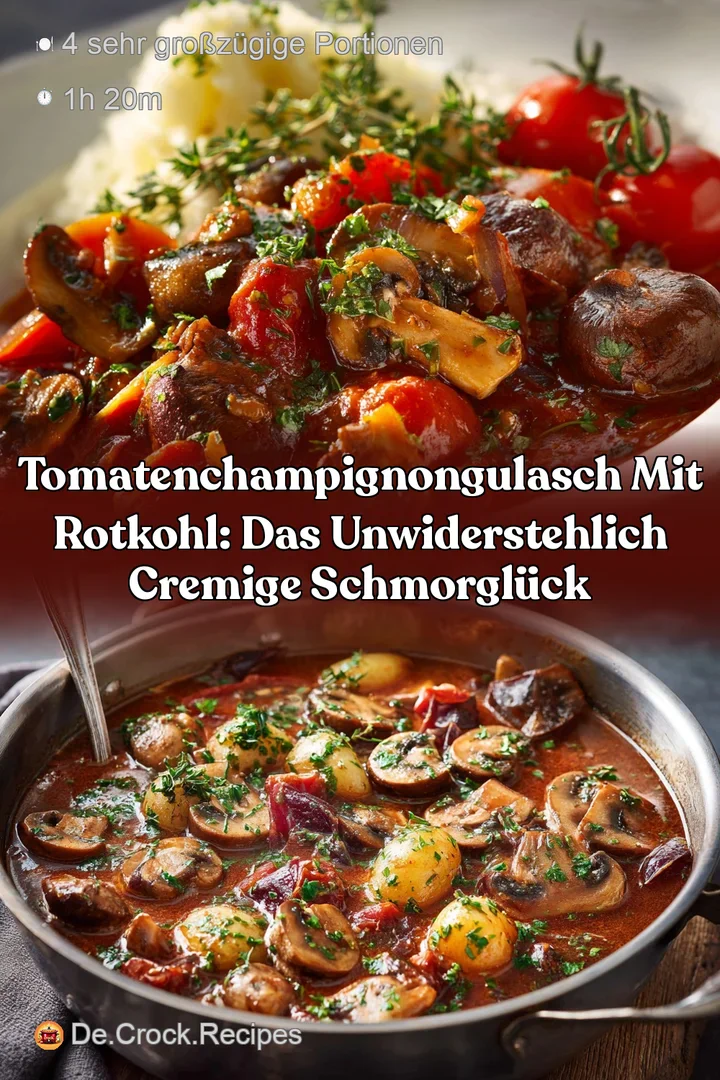 TomatenChampignonGulasch mit Rotkohl: Das unwiderstehlich cremige Schmorgl&uuml;ck