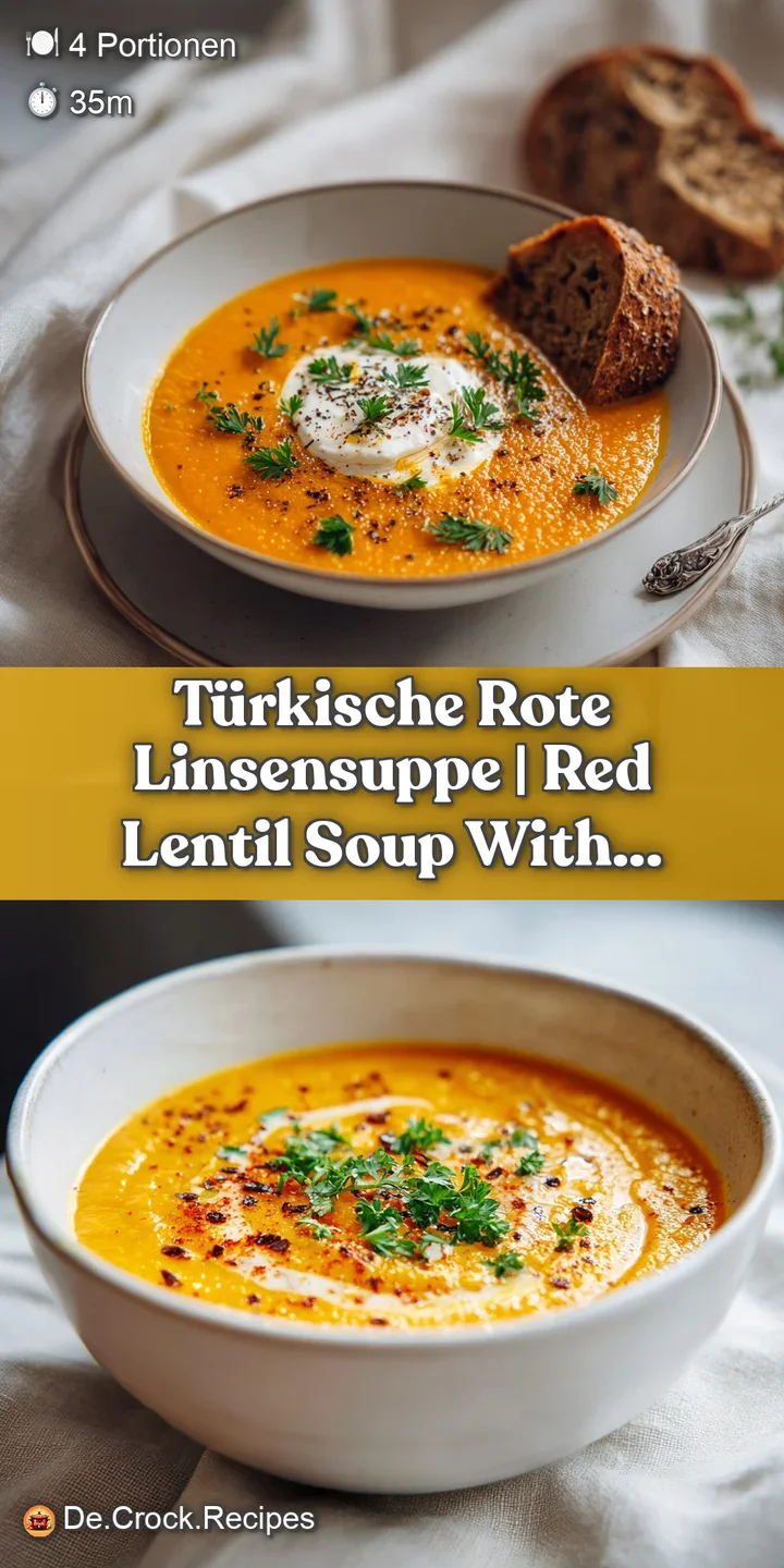 Close-up of creamy red lentil soup, showcasing its velvety texture and bright, inviting color.