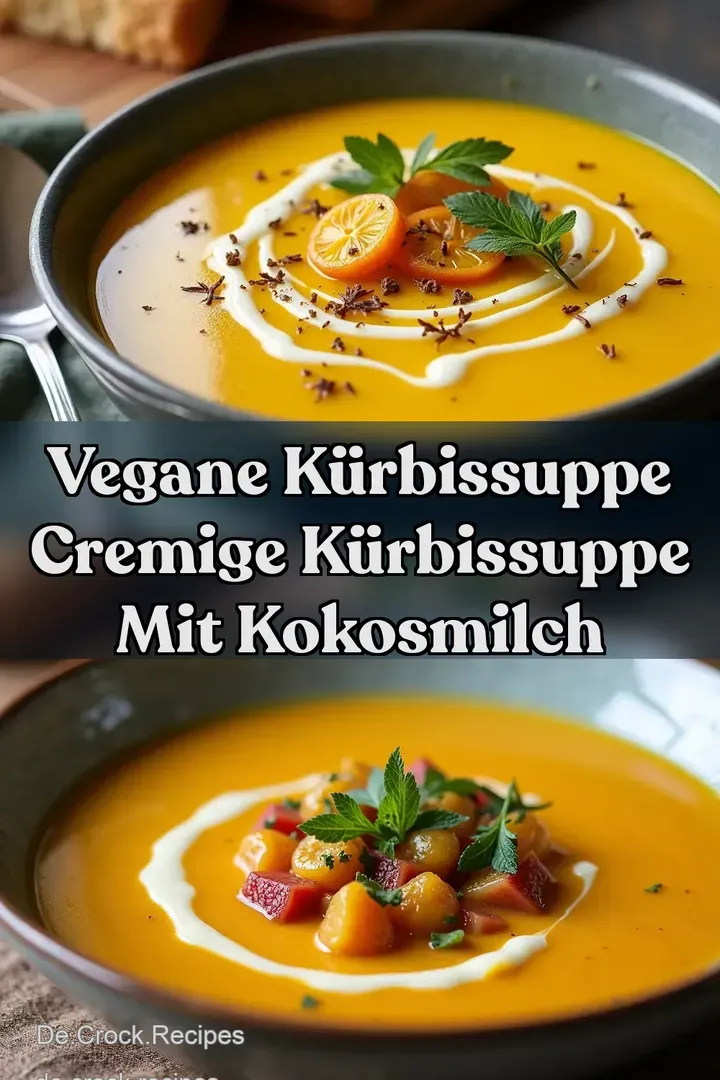 Vegane K&uuml;rbissuppe Cremige K&uuml;rbissuppe mit Kokosmilch