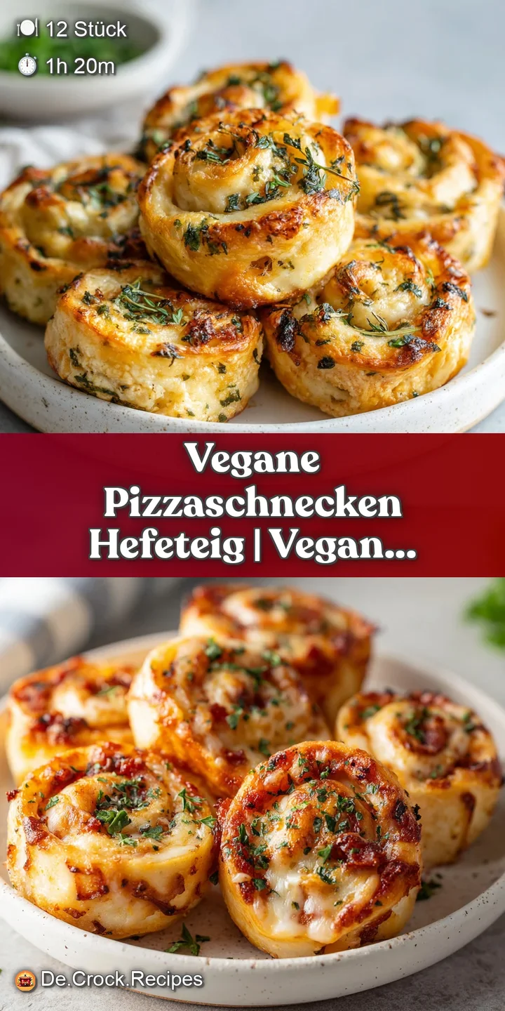 Close-up of a bubbly golden pizza swirl featuring melted vegan cheese, rich red sauce and savory tofu crumbles.