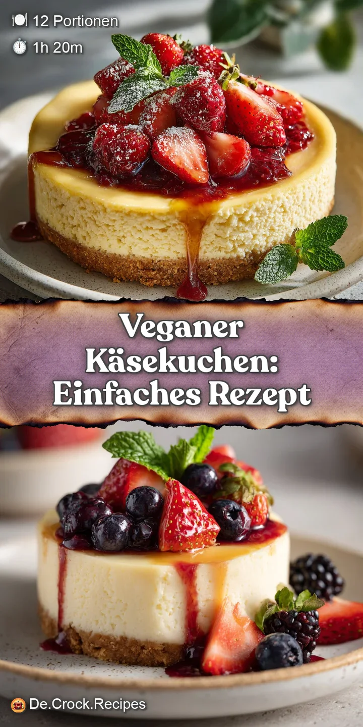 Close-up of a smooth, creamy vegan cheesecake. Light dusting of sugar. Appetizing view reveals a rich, golden-brown crust.