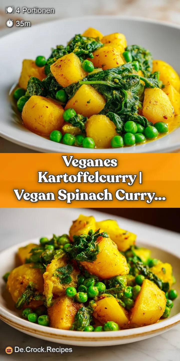 Nahaufnahme von dampfenden, goldbraunen Kartoffelst&uuml;cken in einer s&auml;migen Kokosmilchsauce mit leuchtend gr&uuml;nen Kr&auml;utern.