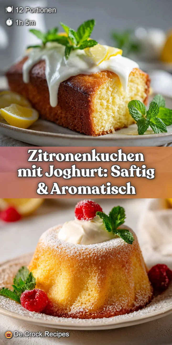 Close-up of a lemon yogurt cake's surface showing soft, moist crumbs and a light dusting of sugar. Hints of zest add visua...