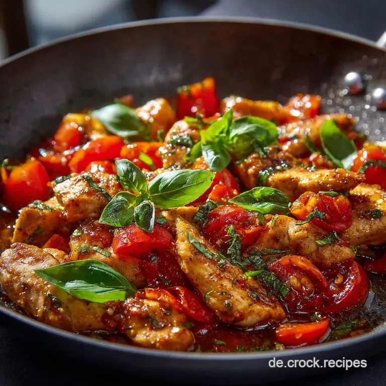 Asia H&auml;hnchenpfanne mit Tomaten und Basilikum: Das einfache Feierabendgericht