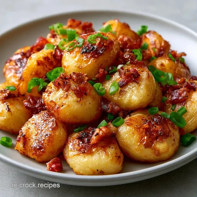 Elegant angerichtete, goldgelbe Bratkartoffeln auf wei&szlig;em Porzellan, garniert mit frischen Kr&auml;utern und leicht dampfend.