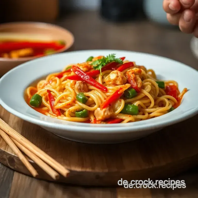 Buntes Cap Cay im Nudelnest mit Sambal presentation