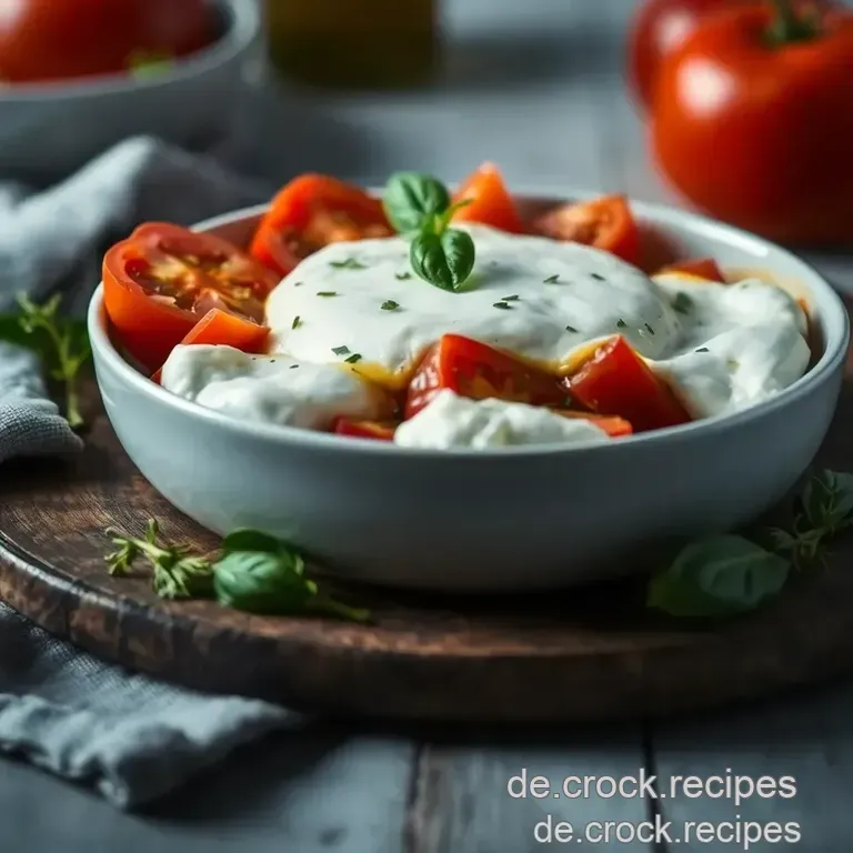 Burrata &quot Sommerglück&quot – Sonnengereifte Tomaten mit cremigem Burrata presentation