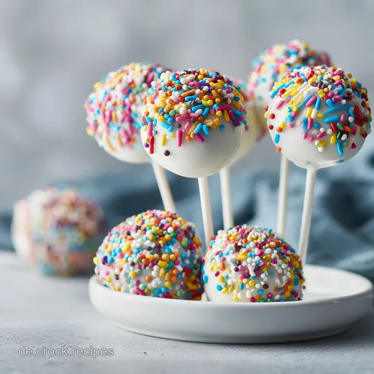 Cake pops displayed in a clear glass jar, vibrant colors visible, some with swirl designs, sticks pointing upwards, inviti...