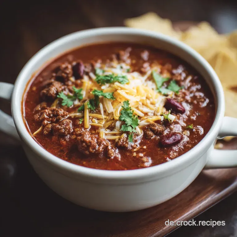 Plated chili topped with a dollop of sour cream, fresh cilantro, and a wedge of lime for a bright and inviting appearance.