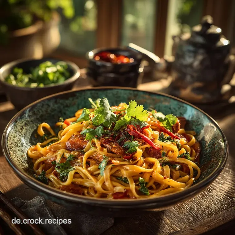 Der Schnelle Feierabendhit Seidenweiche Chinesische Nudeln in Pikanter Erdnusssauce presentation