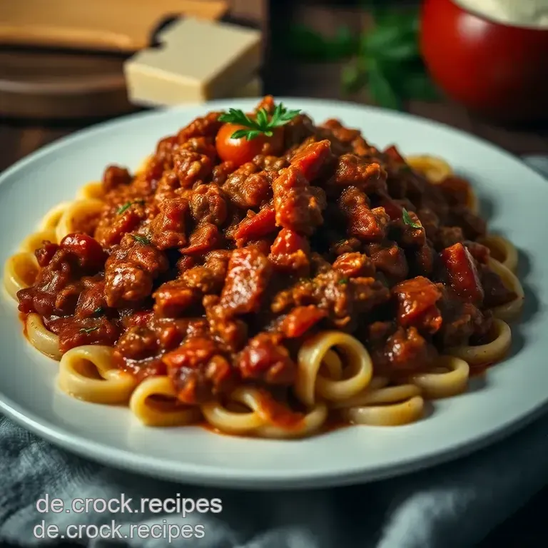 Cremige Hackfleisch-Paprika-Bolognese mit Frischkäse presentation
