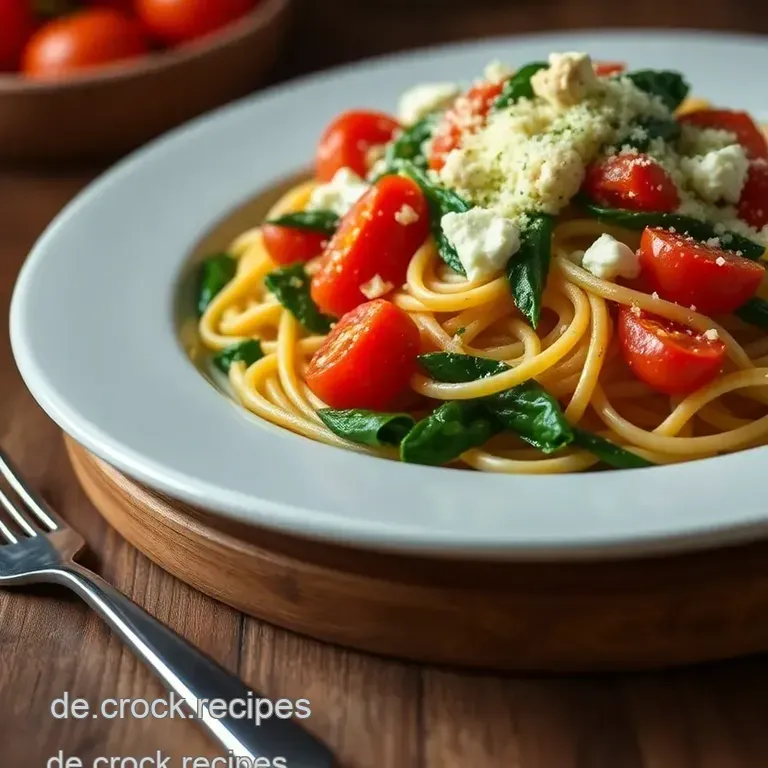 Cremige Linsenpasta mit Spinat Ricotta &amp Mandeln presentation