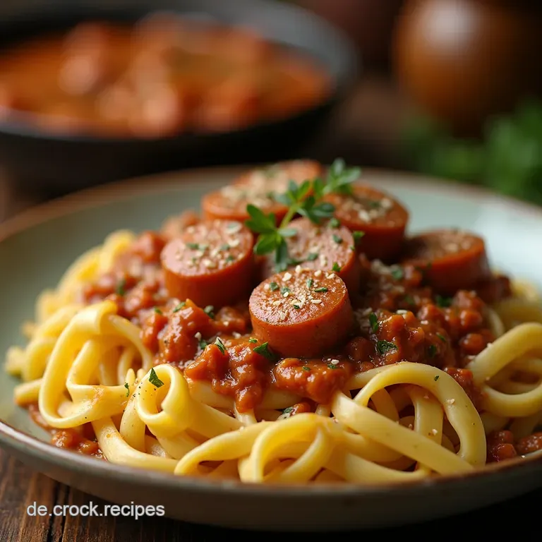 Omas Wursttraum Auf Rigatoni Blitzschnelle Reichhaltige Sahnesauce presentation