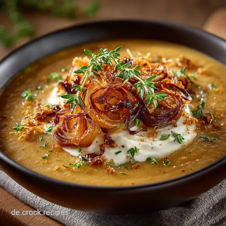 Die Herzblattsuppe Cremige Zwiebelkartoffelsuppe Mit Knusprigen Speckcroutons presentation