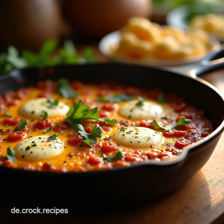 Sonnenaufgangspfanne Klassische Nordafrikanische Shakshuka Mit Fetacrunch presentation
