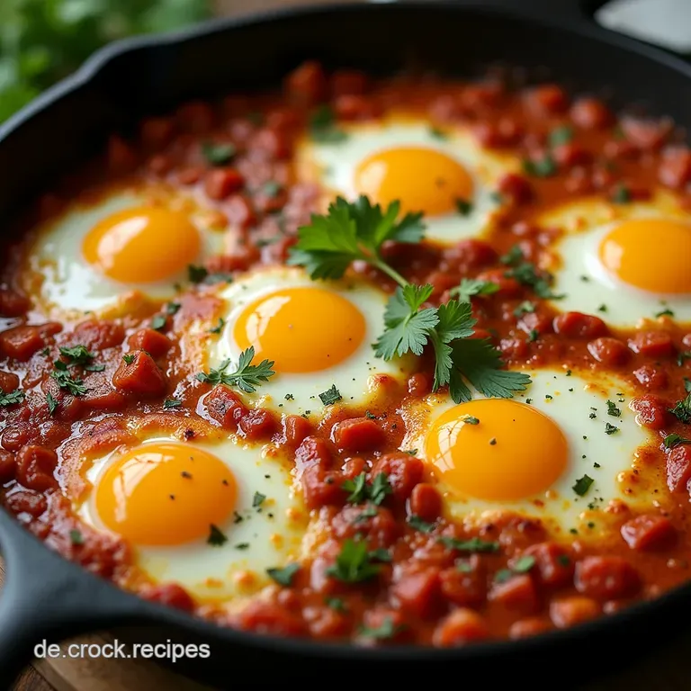 SonnenaufgangsPfanne Klassische Nordafrikanische Shakshuka mit FetaCrunch