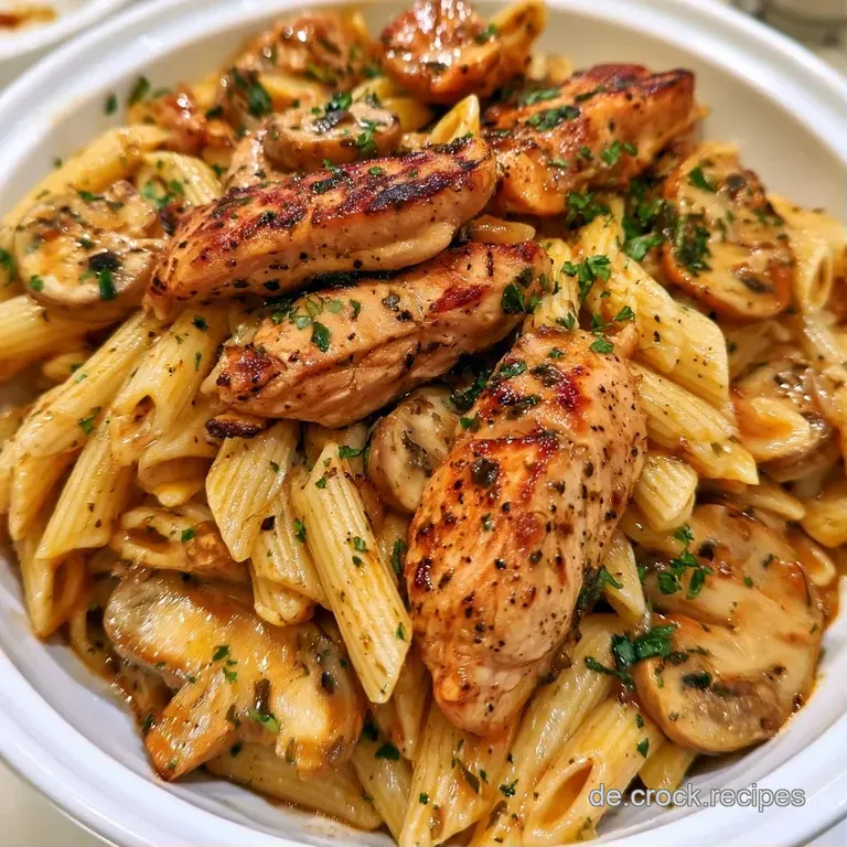 Elegant angerichtete Pasta auf wei&szlig;em Porzellan mit schmelzendem K&auml;se und fein gehackten Kr&auml;utern in hellem Licht.