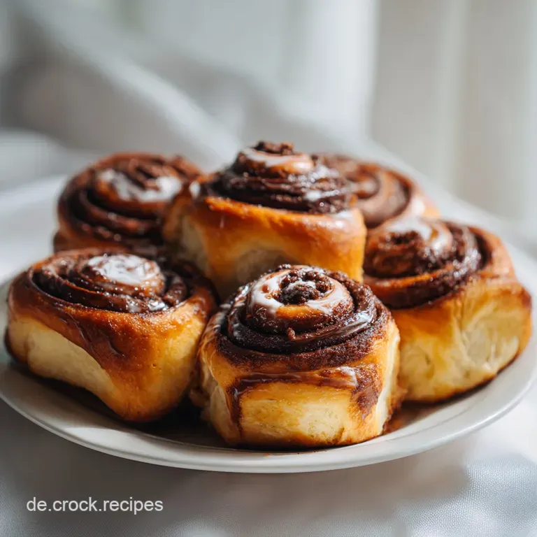 A warm Schokobr&ouml;tchen, flaky crust catching the light, sits on a linen napkin, with a background hint of coffee and cozy h...