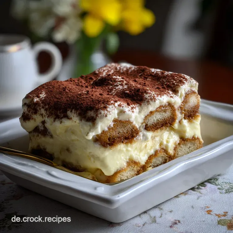 Elegant tiramisu in a clear glass, showcasing layered ladyfingers and creamy mascarpone. Garnished with a dusting of cocoa.