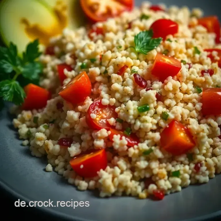 Erfrischender Couscous-Salat mit Gemüse und Zitronen-Vinaigrette presentation