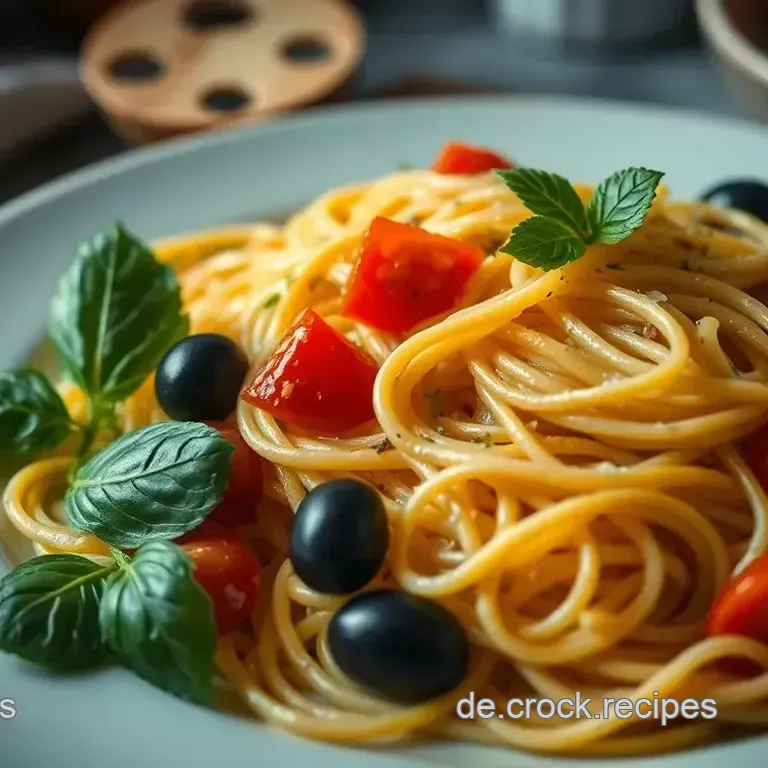 Erfrischender Spaghettisalat mit buntem Gemüse und würzigen Kräutern