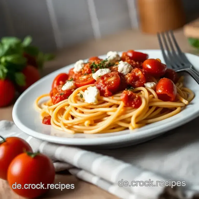 Feta-Tomate-Nudeln – Ein einfaches herzhaftes Pasta-Gericht presentation