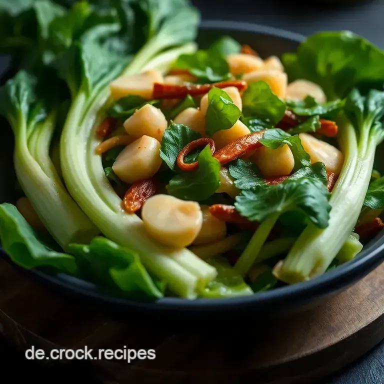 Feuriger Pak Choi Stir-Fry mit Ingwer und Knoblauch presentation