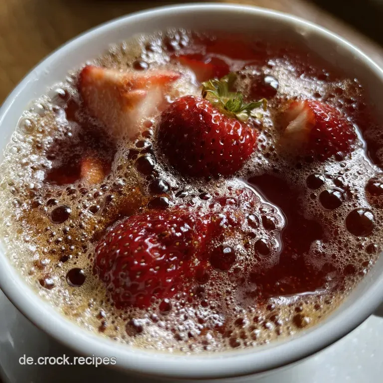 Chilled, sparkling punch served in elegant coupe glasses, overflowing with fresh fruit and a single, vibrant strawberry ga...