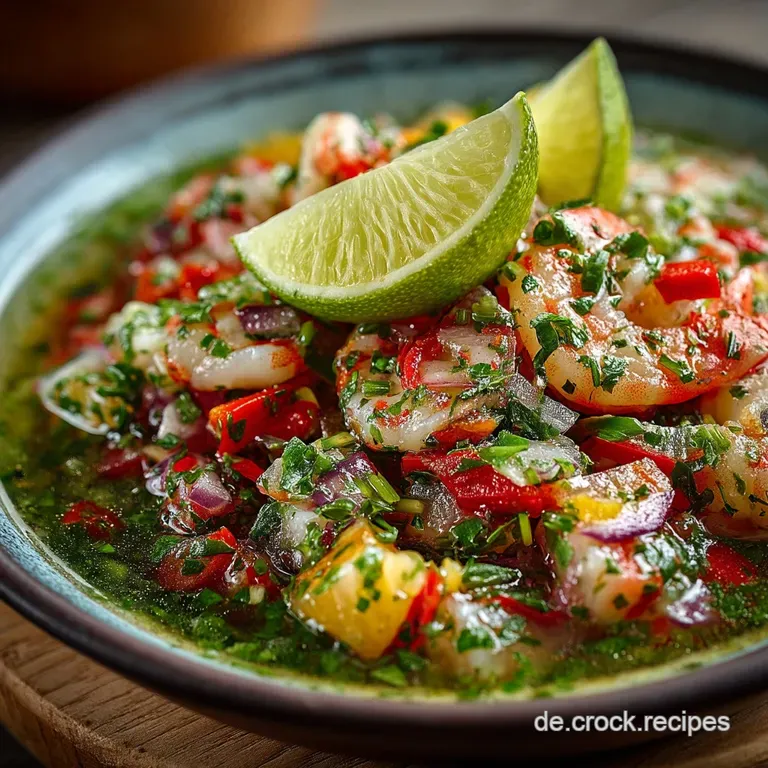 Feuer und Eis Klassisches Garnelen Ceviche mit Limette und Koriander