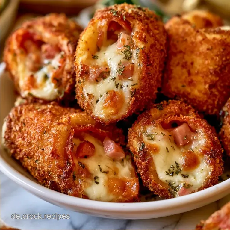 Gef&uuml;llte Pizzabr&ouml;tchen mit Schinken