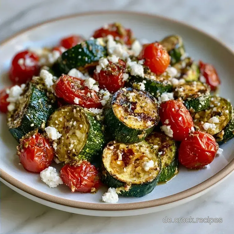 Gegrillte Zucchini mit Tomaten und Feta