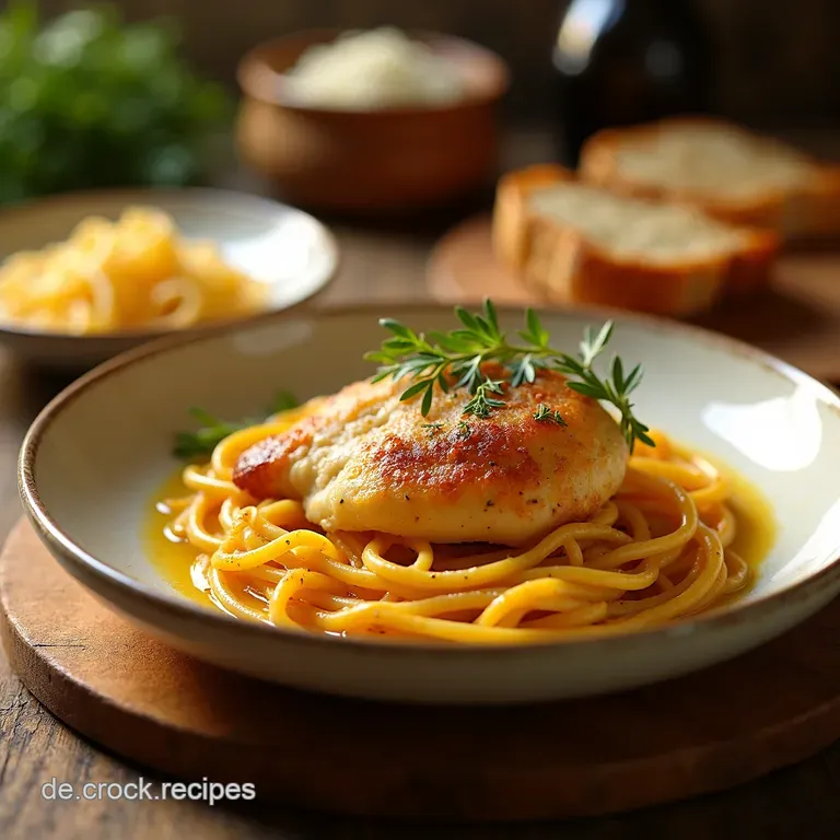 Goldbraunes H&auml;hnchengl&uuml;ck Parmesankruste presentation