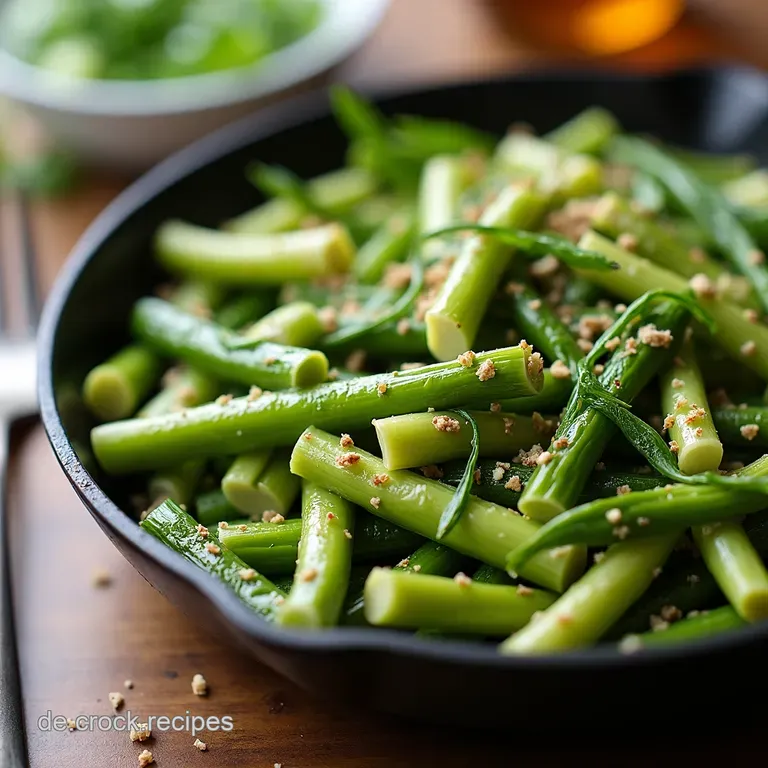 Gr&uuml;ner Spargel aus der Pfanne Knoblauch Zitrone