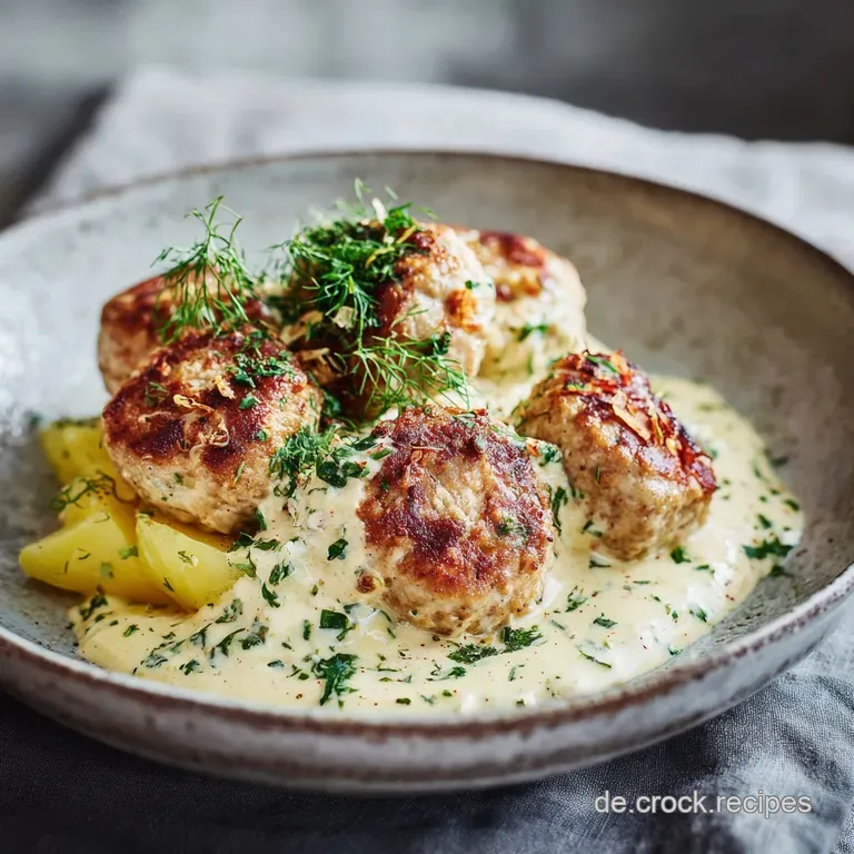 Hackb&auml;llchen in Frischk&auml;sekr&auml;uterso&szlig;e Zu Kartoffel Ihr Schnelles Abendessen presentation