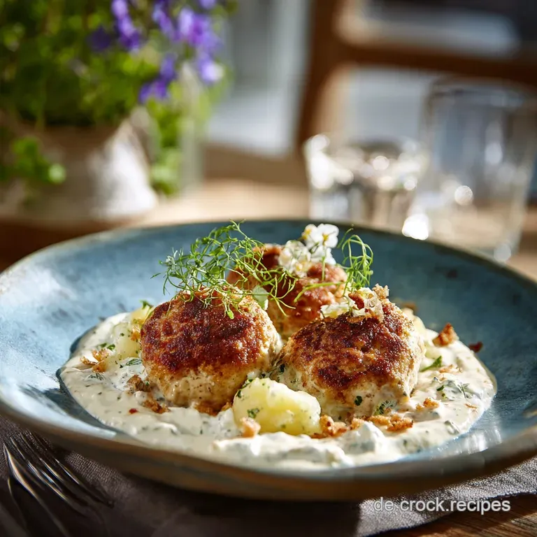 Hackbällchen in FrischkäseKräuterSoße zu Kartoffel Ihr schnelles Abendessen