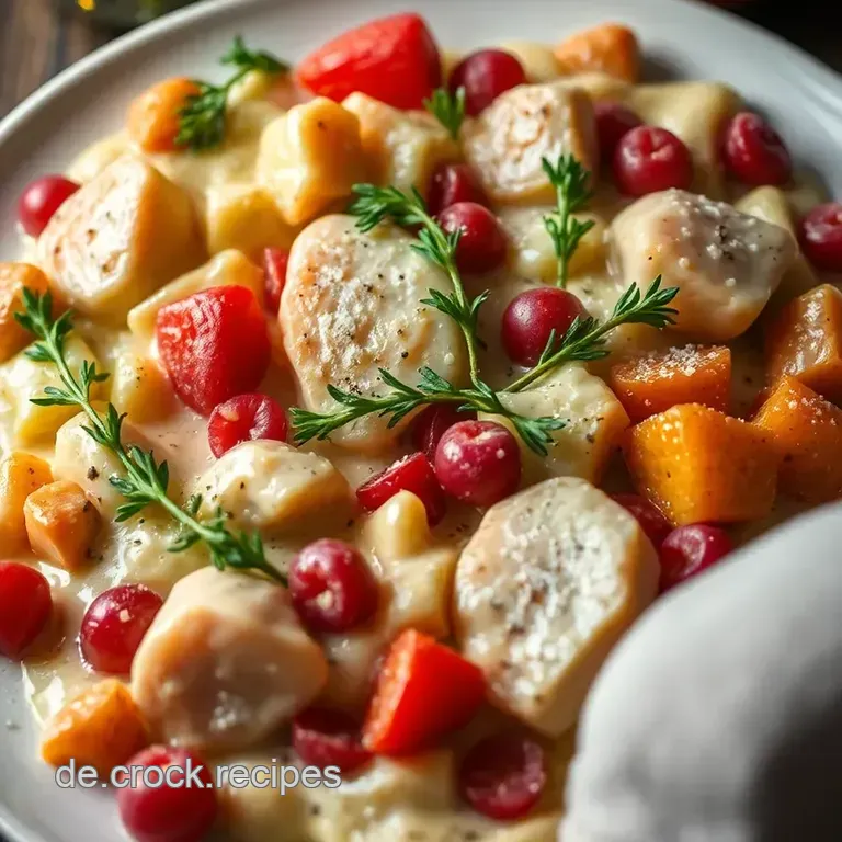 Hähnchen mit Rhabarber-Sahne-Soße presentation