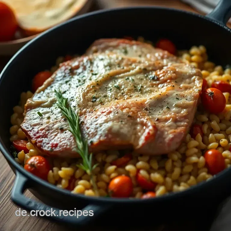 Hähnchen-Orzo Pfanne presentation