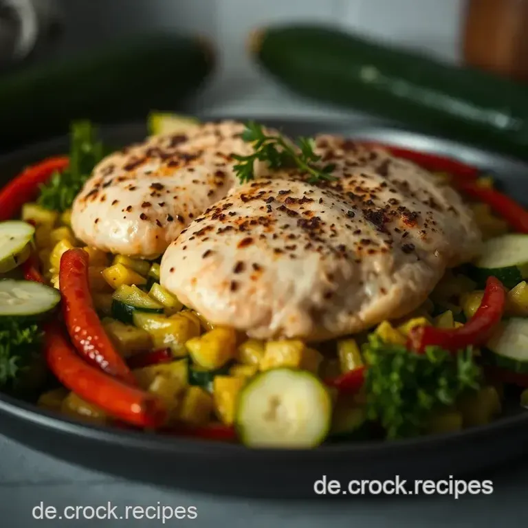 Hähnchenbrust auf Zucchinibett mit würzigen Kräutern presentation