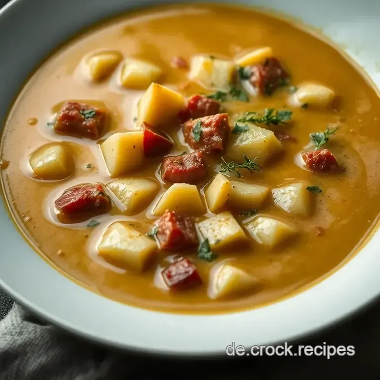 Herzhafte Kartoffelsuppe mit Speck und Kräutern presentation