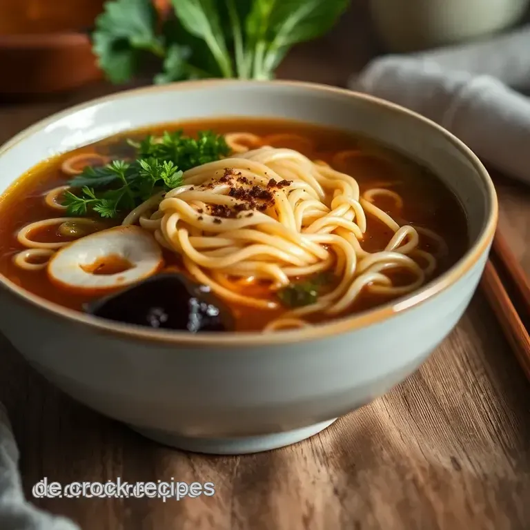 Herzhafte Ramen Schüssel mit aromatischer Brühe und buntem Topping presentation
