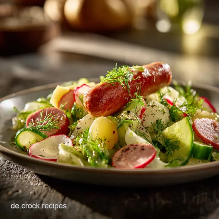Herzhafter Bockwurstsalat Mit Pikanter Gurkenvinaigrette presentation