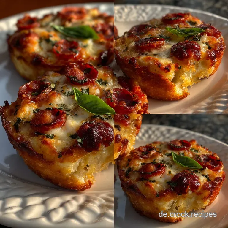 Trio of perfectly formed pizza bites, each boasting a blistered crust and vibrant toppings, elegantly presented on a white...