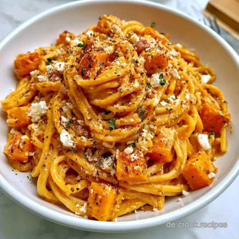 High Protein One Pot K&uuml;rbis Pasta mit Feta