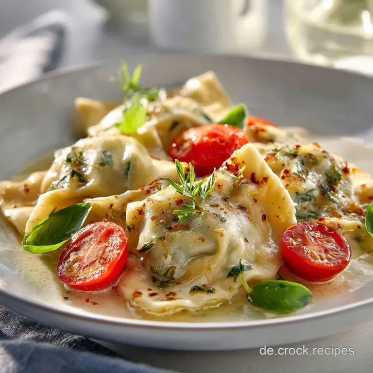 Two large Maultaschen halves on a white plate, a sprinkle of herbs, hint of glistening broth; clean, elegant, inviting.