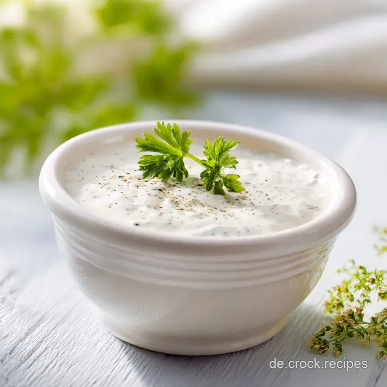 Elegant close-up of a fresh green salad glistening with a light yogurt dressing, topped with herbs and a sprinkle of crack...