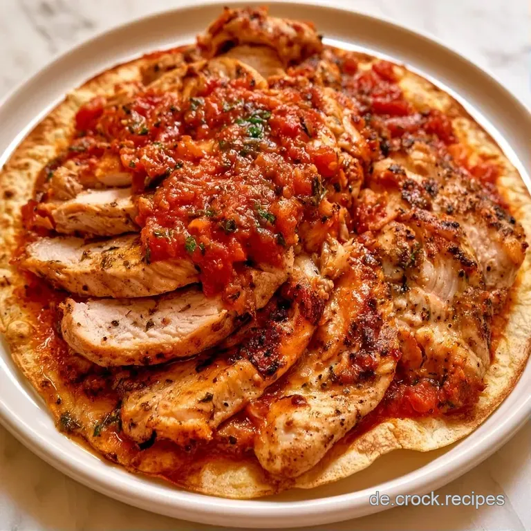 In Viertel geschnittene, d&uuml;nne Fladenpizza auf einer wei&szlig;en Keramikplatte mit frischem, gr&uuml;nem Basilikum.