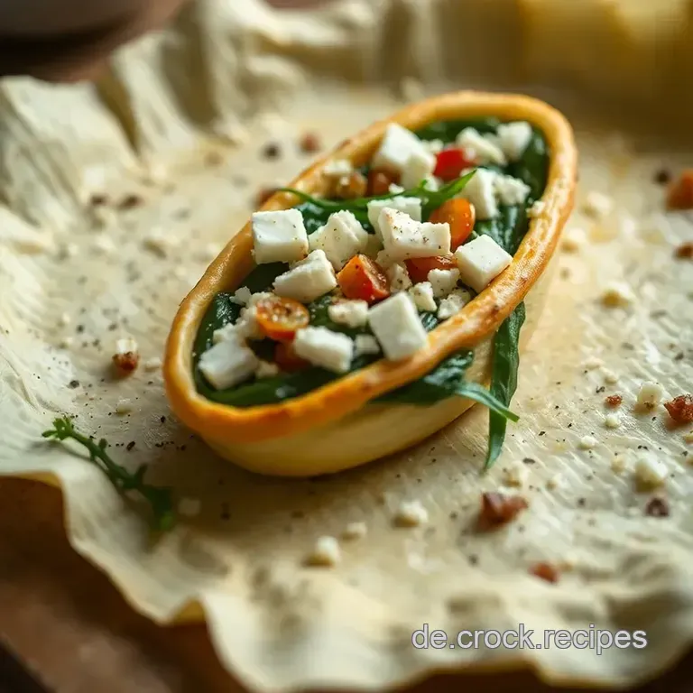 Köstliche Blätterteigschnecken mit Spinat und Feta presentation