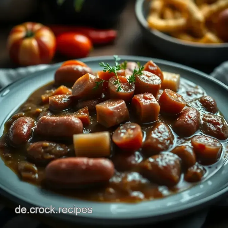 K&ouml;stliches Wurstgulasch Mit Bratwurst & Paprika presentation
